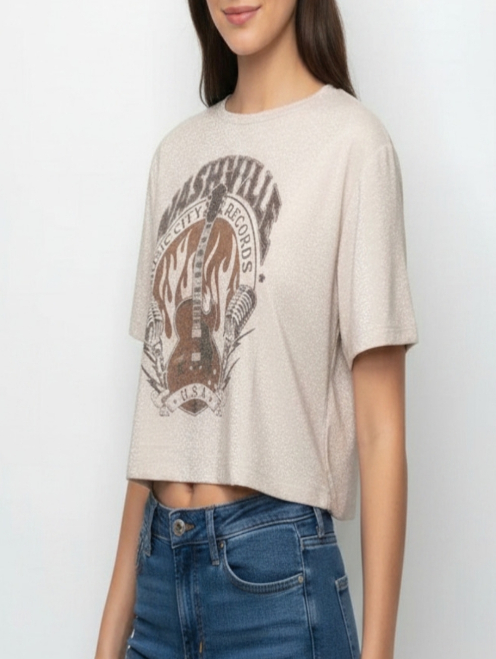 Staring at Stars Metallic Beige Sparkle Top